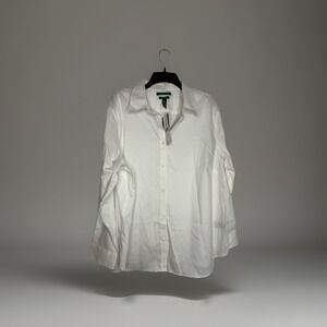Women's NWT Lauren Ralph Lauren White Stretch Non Iron Button Down Shirt 3X